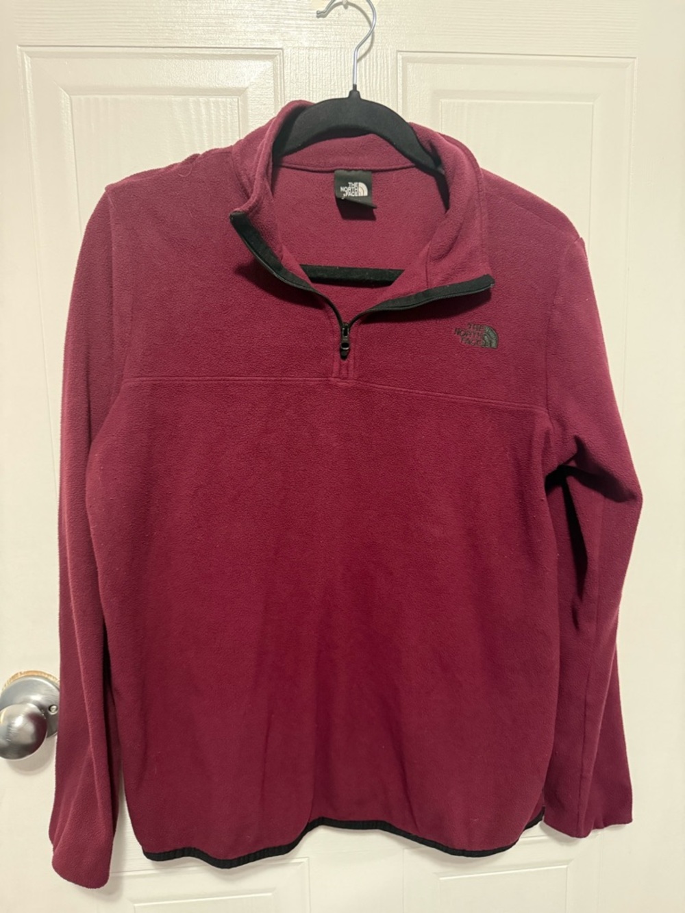 The North Face Half-Zip Fleece Pullover in Deep Wine with Black Trim